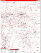 Inland Empire Metro Area Wall Map Red Line Style